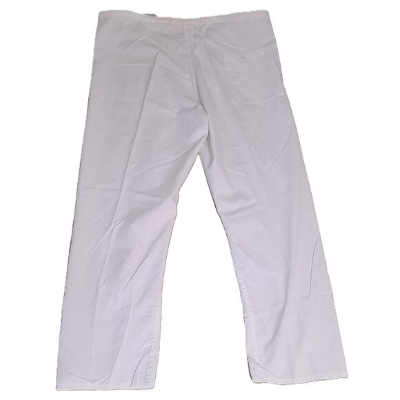 Work N Gear Unisex Scrub Pants Size Medium White Drawstring 2 Available - Picture 3 of 5